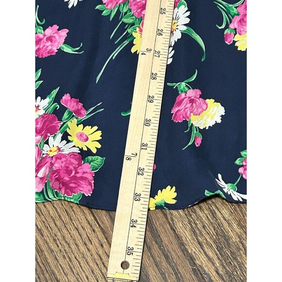 Lauren Ralph Lauren Women's Lined Silk Maxi Skirt in Navy Blue Floral Size 4P - Picture 7 of 7